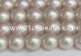 CSB1357 15.5 inches 8mm matte round shell pearl beads wholesale