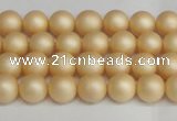 CSB1375 15.5 inches 4mm matte round shell pearl beads wholesale