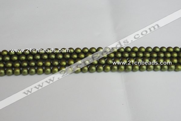 CSB1395 15.5 inches 4mm matte round shell pearl beads wholesale