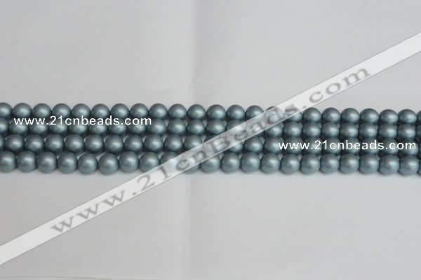 CSB1435 15.5 inches 4mm matte round shell pearl beads wholesale