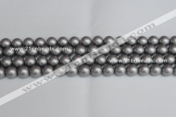 CSB1444 15.5 inches 12mm matte round shell pearl beads wholesale