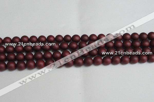 CSB1453 15.5 inches 10mm matte round shell pearl beads wholesale