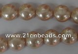 CSB180 15.5 inches 12mm flat round shell pearl beads wholesale