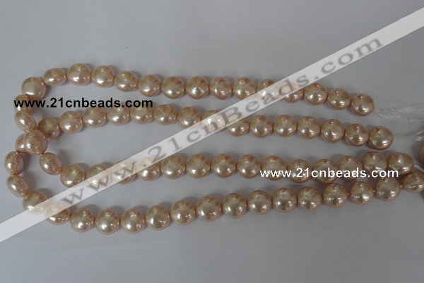 CSB180 15.5 inches 12mm flat round shell pearl beads wholesale