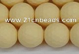 CSB1805 15.5 inches 14mm faceetd round matte shell pearl beads