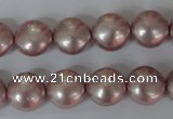 CSB181 15.5 inches 12mm flat round shell pearl beads wholesale