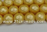 CSB1812 15.5 inches 8mm faceetd round matte shell pearl beads