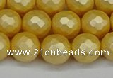 CSB1814 15.5 inches 12mm faceetd round matte shell pearl beads