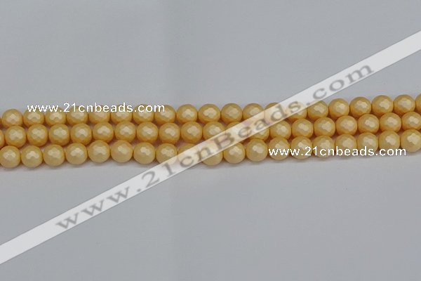 CSB1821 15.5 inches 6mm faceetd round matte shell pearl beads