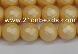 CSB1823 15.5 inches 10mm faceetd round matte shell pearl beads