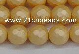 CSB1824 15.5 inches 12mm faceetd round matte shell pearl beads