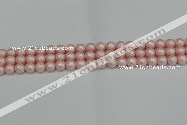 CSB1831 15.5 inches 6mm faceetd round matte shell pearl beads