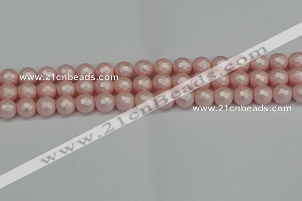 CSB1833 15.5 inches 10mm faceetd round matte shell pearl beads