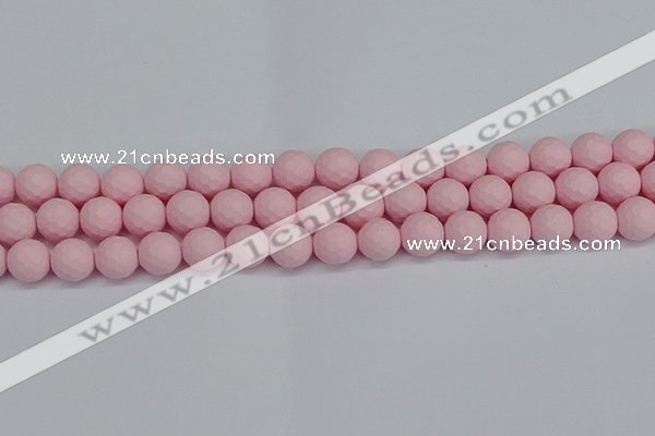 CSB1842 15.5 inches 8mm faceetd round matte shell pearl beads