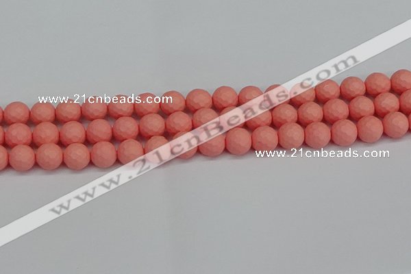 CSB1852 15.5 inches 8mm faceetd round matte shell pearl beads