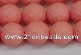 CSB1854 15.5 inches 12mm faceetd round matte shell pearl beads