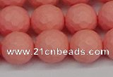 CSB1854 15.5 inches 12mm faceetd round matte shell pearl beads