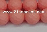 CSB1855 15.5 inches 14mm faceetd round matte shell pearl beads