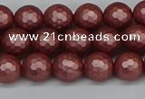 CSB1861 15.5 inches 6mm faceetd round matte shell pearl beads