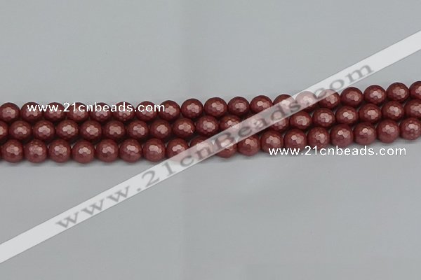 CSB1861 15.5 inches 6mm faceetd round matte shell pearl beads