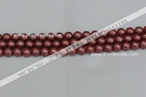CSB1862 15.5 inches 8mm faceetd round matte shell pearl beads
