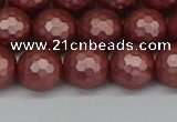 CSB1863 15.5 inches 10mm faceetd round matte shell pearl beads