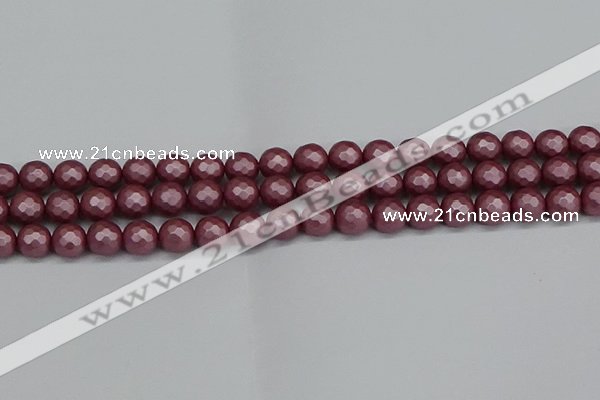 CSB1871 15.5 inches 6mm faceetd round matte shell pearl beads