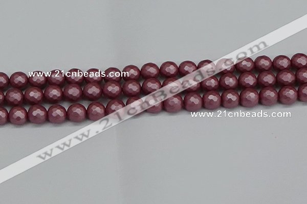 CSB1872 15.5 inches 8mm faceetd round matte shell pearl beads