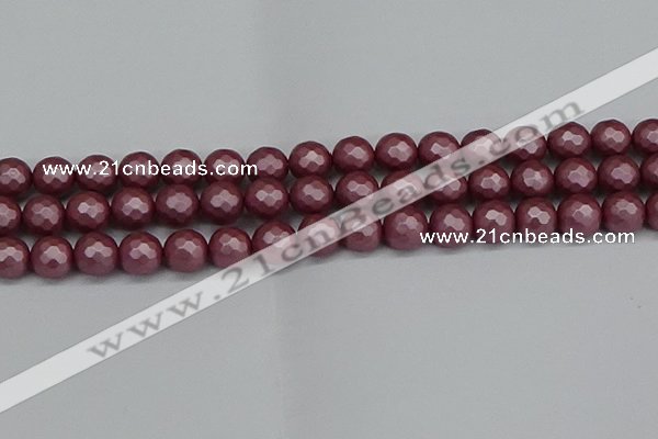 CSB1873 15.5 inches 10mm faceetd round matte shell pearl beads