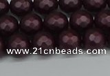 CSB1881 15.5 inches 6mm faceted round matte shell pearl beads