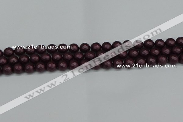 CSB1881 15.5 inches 6mm faceted round matte shell pearl beads