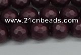 CSB1882 15.5 inches 8mm faceted round matte shell pearl beads