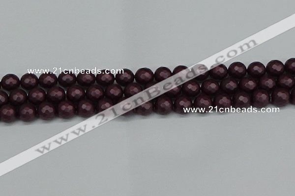 CSB1882 15.5 inches 8mm faceted round matte shell pearl beads