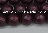 CSB1883 15.5 inches 10mm faceted round matte shell pearl beads