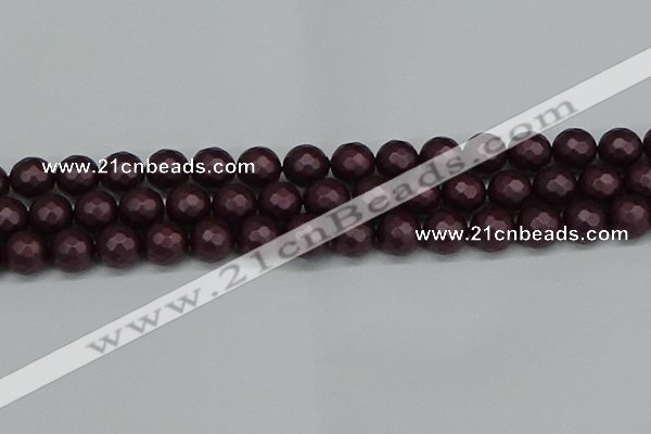 CSB1883 15.5 inches 10mm faceted round matte shell pearl beads