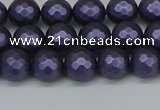 CSB1891 15.5 inches 6mm faceted round matte shell pearl beads