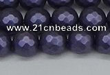 CSB1893 15.5 inches 10mm faceted round matte shell pearl beads