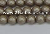 CSB1901 15.5 inches 6mm faceted round matte shell pearl beads