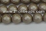 CSB1903 15.5 inches 10mm faceted round matte shell pearl beads