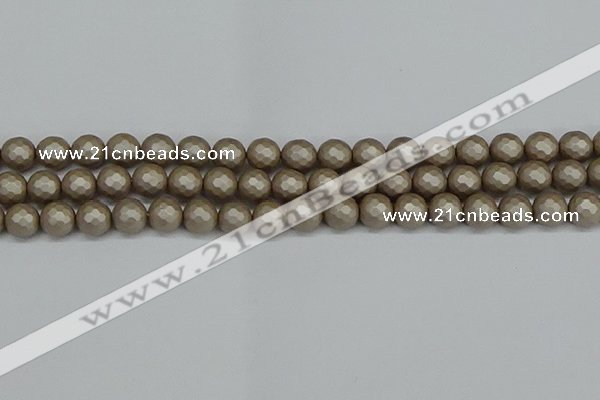 CSB1903 15.5 inches 10mm faceted round matte shell pearl beads