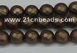 CSB1921 15.5 inches 6mm faceted round matte shell pearl beads