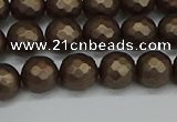 CSB1922 15.5 inches 8mm faceted round matte shell pearl beads