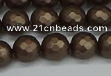 CSB1924 15.5 inches 12mm faceted round matte shell pearl beads