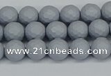 CSB1931 15.5 inches 6mm faceted round matte shell pearl beads