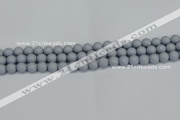 CSB1932 15.5 inches 8mm faceted round matte shell pearl beads