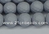 CSB1934 15.5 inches 12mm faceted round matte shell pearl beads