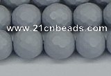 CSB1935 15.5 inches 14mm faceted round matte shell pearl beads