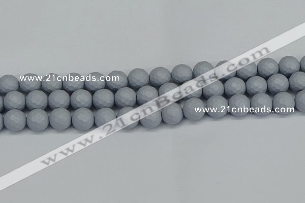 CSB1935 15.5 inches 14mm faceted round matte shell pearl beads