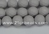 CSB1942 15.5 inches 8mm faceted round matte shell pearl beads