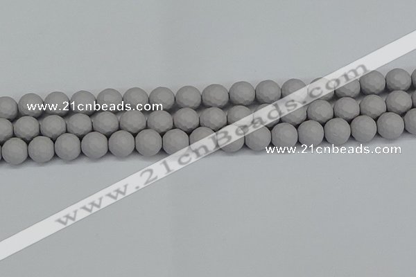 CSB1943 15.5 inches 10mm faceted round matte shell pearl beads